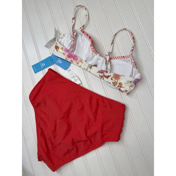 NWT Cupshe Two Piece Swimsuit Bikini Floral One Shoulder Cheeky Beach BUNDLE S - Picture 6 of 6